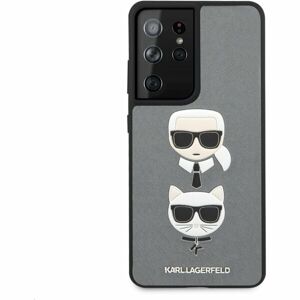 Karl Lagerfeld Saffiano K&C Heads kryt Samsung Galaxy S21 Ultra stříbrný