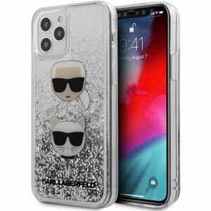 Karl Lagerfeld Liquid Glitter 2 Heads kryt iPhone 12 Pro Max 6.7" stříbrný